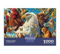 Animal World Family Puzzles 1000 Pieces of Eco-friendly Board Favourites Jigsaw Eagle & Cute Pets for Educational Game Challenge As Wall Art for Living Room 70x50cm/1000pcs
