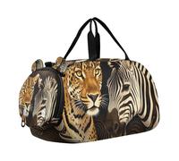 Animal Y2k Cheetah Leopard Zebras Tigers Kids Duffel Bag with Shoes Compartment Large Capacity Travel Duffel with Adjustable Strap for Travel Sports Weekender
