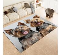 Animal Yorkshire Terrier Pet Area Rug, Machine Washable Flannel Print Carpet 60x90 cm Soft Short Pile Non Slip Area Rug for Living Room Bedroom Dining Room Office Home Decor