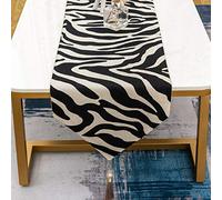 Animal Zebra Black Thick Polyester Deco Tassels Wedding Party Hotel Restaurant Bed Table Runner Cloth (13inch x 83inch)
