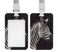 Animal Zebra ID Badge Holder with Lanyard, Heavy Duty Badge Reel | Durable ABS Plastic, Vertical Waterproof ID Badge Holder, 18.9 in Lanyard, Name Badge ID Card Holder for Office Nurse Teacher
