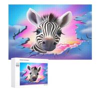 Animal Zebra Jigsaw Puzzles for Kids 1000 Pieces 3d Wooden Puzzle Decompression Game for Adults Women Girl Educational Game Toys （75×50cm）