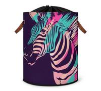 Animal Zebra Laundry Hamper Large Laundry Basket Colorful Zebra Foldable Clothe Hamper Storage Organizer Bin with Drawstring Lid Boxes for Bedroom Bathroom Room