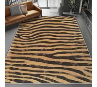 Animal Zebra Pattern Rugs Living Room Washable Non Slip, Easy To Clean Area Rug 140 x 200 cm Bedroom Kitchen Hall Lounge Office Dining Room Indoor, Carpet Low Pile Chestnut Brown Carpets