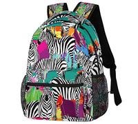 Animal Zebra Print School Backpack, Black White Stripe Bookbag Schoolbag Shoulder Bag Laptop Bag Travel Daypacks for Women Teens Boys Girls