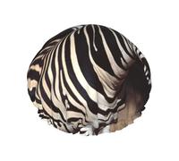 Animal Zebra Shower Cap for Women Men Large Waterproof Shower Bonnet Elastic Band Bathing Hair Hat Spa Salon Caps Double Layered Reusable Bath Caps for Long Hair, Braids