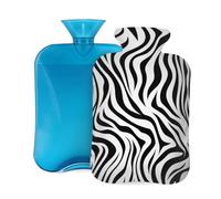 Animal Zebra Skin Print Hot Water Bottle with Cover, 2L PVC Hot Water Bag for Pain Relief, Hand Foot Warmer, Hot & Cold Therapy with Removable Cover, Gift for Women Kids Family