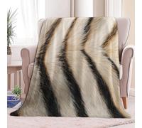 Animal Zebra Texture Flannel Fleece Blanket 100 x 130 cm, Beige Ultra Soft Fleece Throw Blanket for Infant Girls and Boys Kids Toddlers, Warm and Lightweight for All Seasons