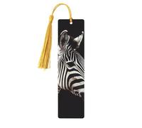 Animal Zebra Wooden Bookmarks 5 Pcs,Handmade Double-Sided Printed Book Marks Page Markers with Gold Tassels Book Accessories Gift for Book Lovers Women Men