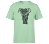 Animal Zentangle Patterns Elephant Mens T-Shirt Handmade Tattoo Doodle Tee Top Mint Green M
