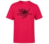 Animal Zentangle Patterns Octopus Mens T-Shirt Handmade Tattoo Doodle Tee Top Red M