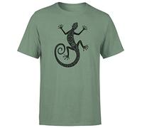 Animal Zentangle Patterns Salamander Mens T-Shirt Handmade Tattoo Doodle Tee Top Military Green XL