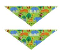 Animal Zoo Giraffe Elephant Monkey cute dog bandanas Snap Button Scarf Handkerchief Cute Pet Accessories for Dogs Cats M