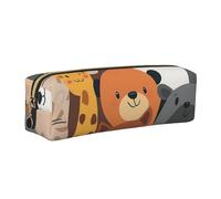 Animal Zoo Pencil Case for Boys Girls Cartoon Panda Leather Pen Pouch Holder for School Office Travel Portable Stationery Organizer Makeup Bag Gold Zip
