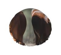 Animales Horses Shower Cap For Women Reusable Double Layers Bathing Hair Caps Waterproof Elastic Band Ladies Spa Salon Shower Hat Hair Caps