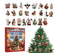 Animals - 24 Day Countdown with Acrylic Cute Animals Pendants | 2D Pet Ornaments for Tree, Backpack and Car Decoration