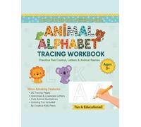 Animals Alphabet Lowercase Tracing Activities Workbook Colorful Cute and Funny Style