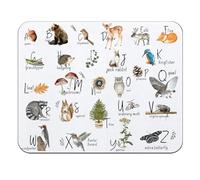 Animals Alphabet Mouse Pad, Animal Lover Gifts, Watercolor Forest Creatures ABC Educational Poster Mouse Pads for Desk, Cute Mouse Pad, Teacher Desk Accessories, 11.8" x 9.8"