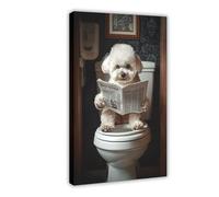 Animals And Dogs in The Restroom Reading Newspapers And Posters Perfect for Living Rooms, Bedrooms, Corridors, And Offices 6 Canvas Poster Bedroom Decor Landscape Office Room Decor Gift 08x12inch(20x3