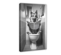 Animals And Dogs in The Restroom Reading Newspapers And Posters Perfect for Living Rooms, Bedrooms, Corridors, And Offices Black And White Poster3 Canvas Poster Bedroom Decor Landscape Office Room Dec