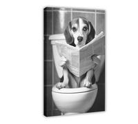 Animals And Dogs in The Restroom Reading Newspapers And Posters Perfect for Living Rooms, Bedrooms, Corridors, And Offices Black And White Poster2 Canvas Poster Wall Art Decor Print Picture Paintings