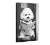 Animals And Dogs in The Restroom Reading Newspapers And Posters Perfect for Living Rooms, Bedrooms, Corridors, And Offices Black And White Poster Canvas Poster Bedroom Decor Landscape Office Room Deco