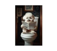 Animals And Dogs in The Restroom Reading Newspapers And Posters Perfect for Living Rooms, Bedrooms, Corridors, And Offices 6 Canvas Poster Bedroom Decor Landscape Office Room Decor Gift 20x30inch(50x7