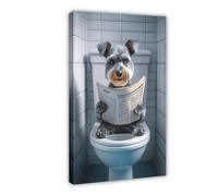 Animals And Dogs in The Restroom Reading Newspapers And Posters Perfect for Living Rooms, Bedrooms, Corridors, And Offices 9 Canvas Poster Wall Art Decor Print Picture Paintings for Living Room Bedroo