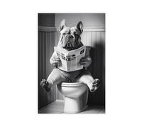 Animals And Dogs in The Restroom Reading Newspapers And Posters Perfect for Living Rooms, Bedrooms, Corridors, And Offices Black And White Poster7 Canvas Poster Bedroom Decor Landscape Office Room Dec