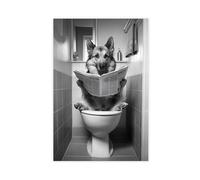 Animals And Dogs in The Restroom Reading Newspapers And Posters Perfect for Living Rooms, Bedrooms, Corridors, And Offices Black And White Poster3 Canvas Poster Bedroom Decor Landscape Office Room Dec