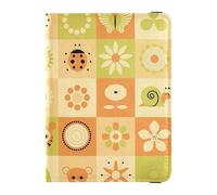 Animals and Floral Plaid Yellow Leather Passport and Vaccine Card Wallet Combo Travel Passport Wallet Passport Cover Holder Wallet Case for Women and Men Waterproof, Multicolor, One Size, Casual