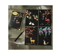 (Animals and flowers?4 paintings?) Colorful Scratch Art Paper Magic Painting Paper