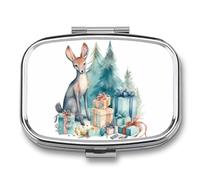 Animals and Gifts Pill Box 2 Compartment, Portable Pill Case with Mirror for Pocket Purse Travel, Mini Metal Medicine Organizer for Vitamins Fish Oil