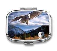 Animals and Landscapes Pill Case with 2 Compartment, Pill Organizer Portable Square Pill Box,Vitamin Pill Organizer for Pocket Purse and Travel