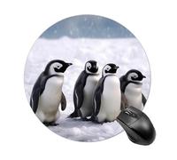 Animals and Snowfield Mousepad Round Anti-Slip Waterproof Rubber Base Mice Mat Cute Mousepad for Work Office Home Gaming Laptop Men Women Small Size 7.8 X 7.8 Inches
