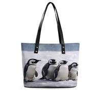 Animals And Snowfield Tote Bag Large Soft Leather Purse with Zipper Lightweight Ladies Shoulder Handbag