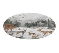 Animals and Trees Round Area Rug Non Slip Backing Doormat Water Absorbent Plush Throw Low-Pile Non-Slip Floor Mat Carpet for Living Room Bedroom Entryway Nursery Room 60 * 60cm