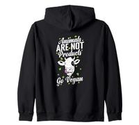 Animals are not Products Go Vegan Zip Hoodie