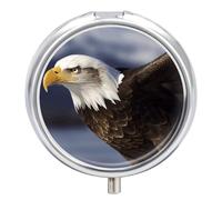 Animals Bald Eagle Pill Box 3 Compartment Portable Round Pill Organizer Leak-Proof Lightweight Daily Compact Travel Pill Case for Vitamins Supplements Medication