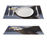 Animals Bald Eagle Placemat, 2 PCS PVC Placemats Washable Non-Slip Place Mats for Dining Table, Wipeable Table Mat for Party Kitchen Dining Decor