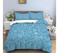 Animals Bedding Double Bed Set - Illustration Duvet Cover Double, Soft Microfibre Bedding Sets, Reversible Duvet Covers with Zipper Closure, 2 Pillow Cases 50x75 cm -Ai3076