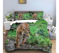 Animals Bedding Double Bed Set - South China Tiger Duvet Cover Double, Soft Microfibre Bedding Sets, Reversible Duvet Covers with Zipper Closure, 2 Pillow Cases 50x75 cm -Ai3244