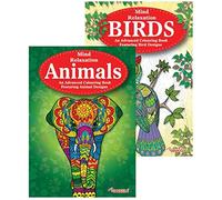 Animals & Birds Adult Colouring Books, Pack of 2
