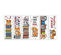 Animals Bookmark - 6 Pcs DIY Bookmark with Dog Bookmark with Embroidered Separation Instructions for Book Lovers | for Beginners, Book Lovers, Kids, School,