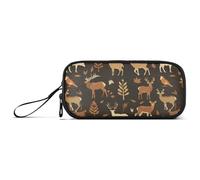 Animals Brown Design Nylon Pen Storage Bag High Capacity College Pencil Case Stationery Bag for Middle School Girls