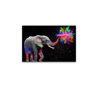 Animals Canvas Painting Colorful Elephant Blowing Rainbow Posters and Prints Wall Art Pictures for Living Room Home Decor 60x80cm(24x31in) Frameless