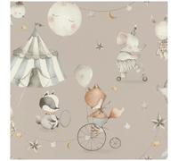 Animals Carnival Wallpaper Kids Nursery Bedroom Grey Circus White Feature Wall