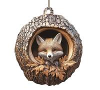 Animals Christmas Ornaments, Christmas Tree Animals Pendants, 2D Acrylic Rustic Seasonal Decoration, F-ox Elephant Wildlife in the Tree Hole Hanging Ornaments, X'mas Parties Favors for Kids & Adults