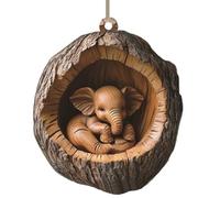 Animals Christmas Ornaments, Christmas Tree Animals Pendants, 2D Acrylic Rustic Seasonal Decoration, F-ox Elephant Wildlife in the Tree Hole Hanging Ornaments, X'mas Parties Favors for Kids & Adults