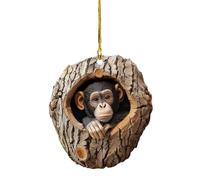 Animals Christmas Ornaments, Christmas Tree Animals Pendants, 2D Acrylic Rustic Seasonal Decoration, Orangutans Squirrels Lemurs Dinosaurs Wildlife in Tree Hole Hanging Ornaments for Kids, Adults